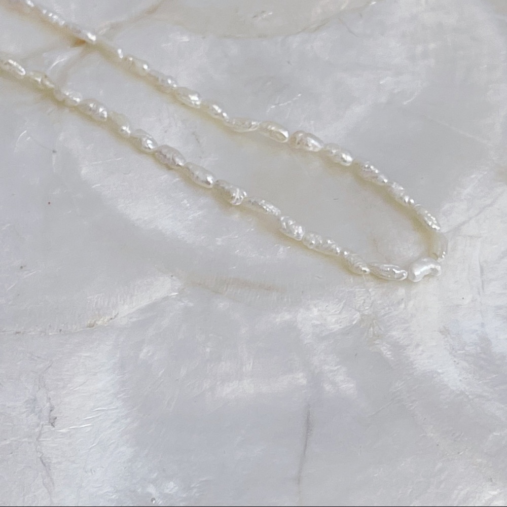 Vintage Rice Pearl Delicate Strand Necklace 925 - Picture 3 of 10